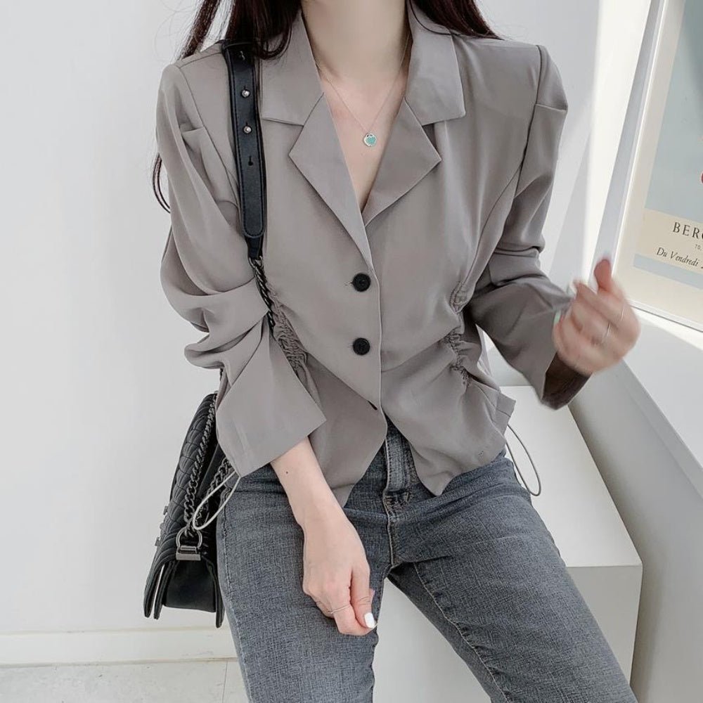 フロントシャーリングショートジャケット|オフィスカジュアル レディース 通販 Millennial Generation【ミレジェネ】