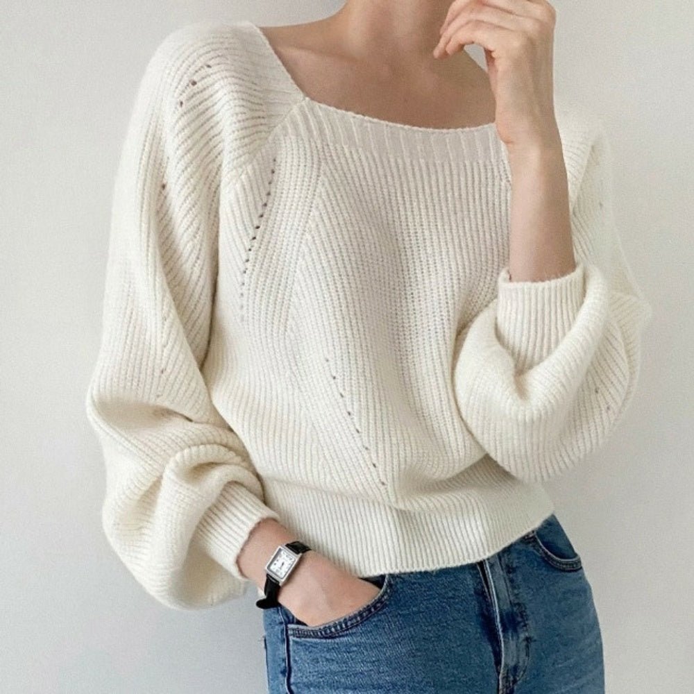 スクエアネックゆったりニットトップス|オフィスカジュアル レディース 通販【ミレジェネ】