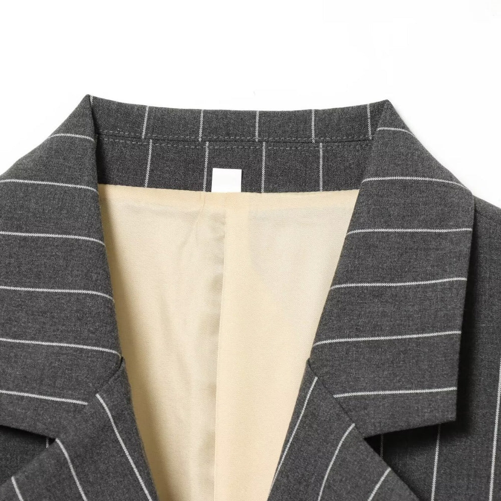 ピンストライプラップジャケット|オフィスカジュアル レディース 通販【ミレジェネ】