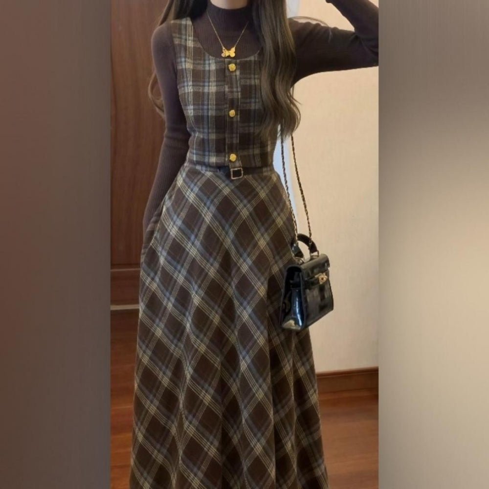 チェック柄ベスト×スカートセットアップ|オフィスカジュアル レディース 通販【ミレジェネ】