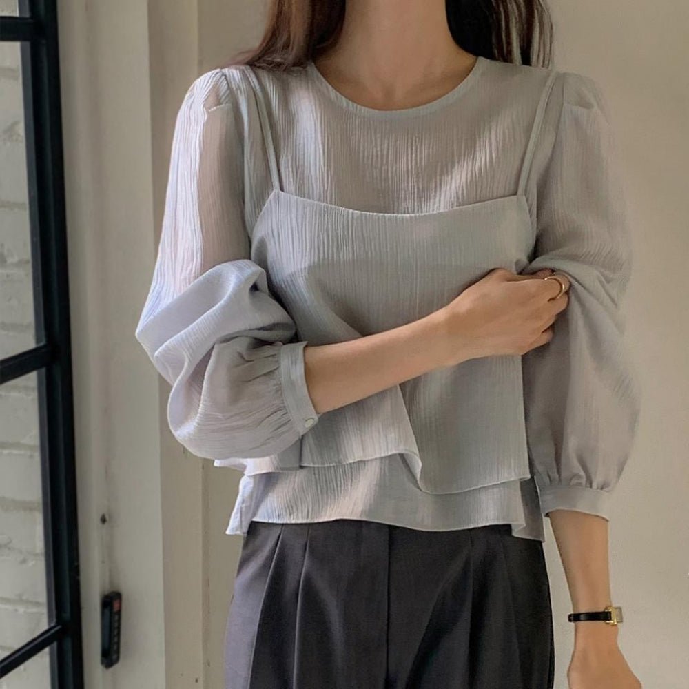 同素材キャミ付きブラウスアンサンブル|オフィスカジュアル レディース 通販【ミレジェネ】