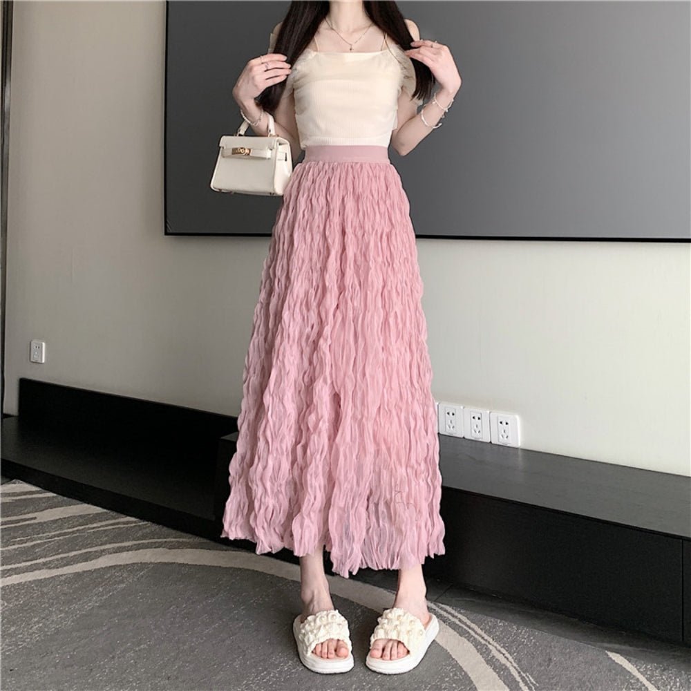 ウェーブプリーツシフォンマキシスカート|オフィスカジュアル レディース 通販【ミレジェネ】