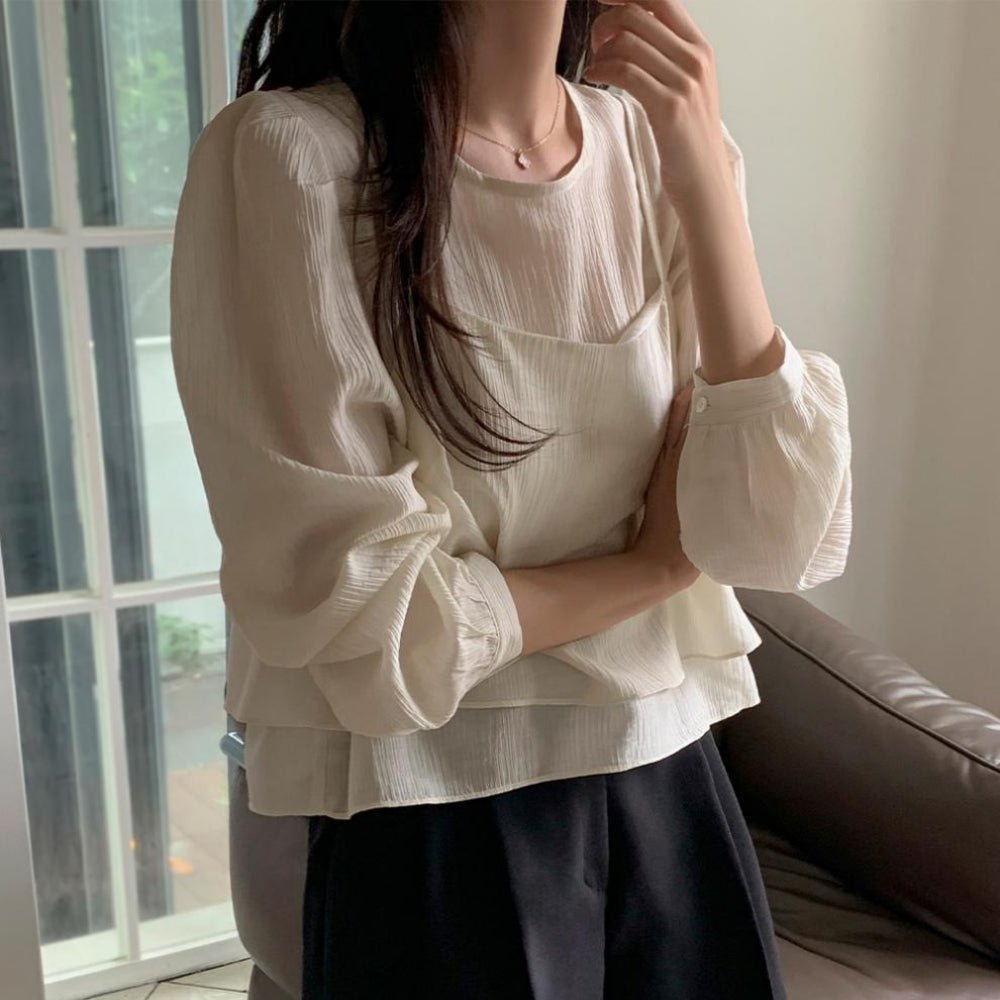 同素材キャミ付きブラウスアンサンブル|オフィスカジュアル レディース 通販【ミレジェネ】