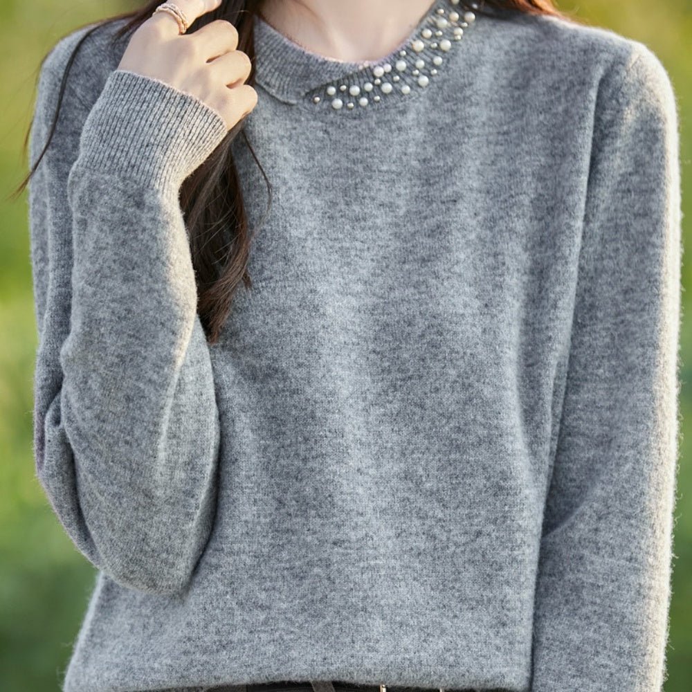 パールビジュー付ニットセーター|オフィスカジュアル レディース 通販【ミレジェネ】