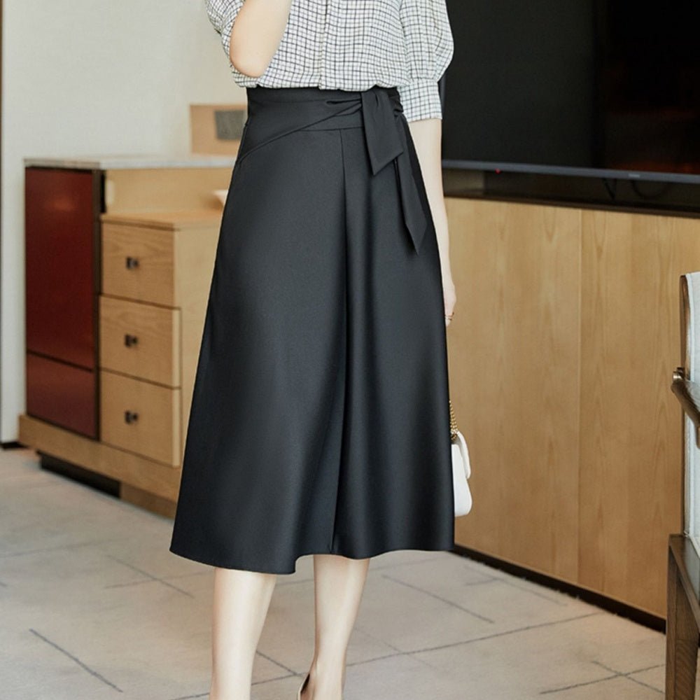 ウエストリボンひざ丈スカート|オフィスカジュアル レディース 通販【ミレジェネ】