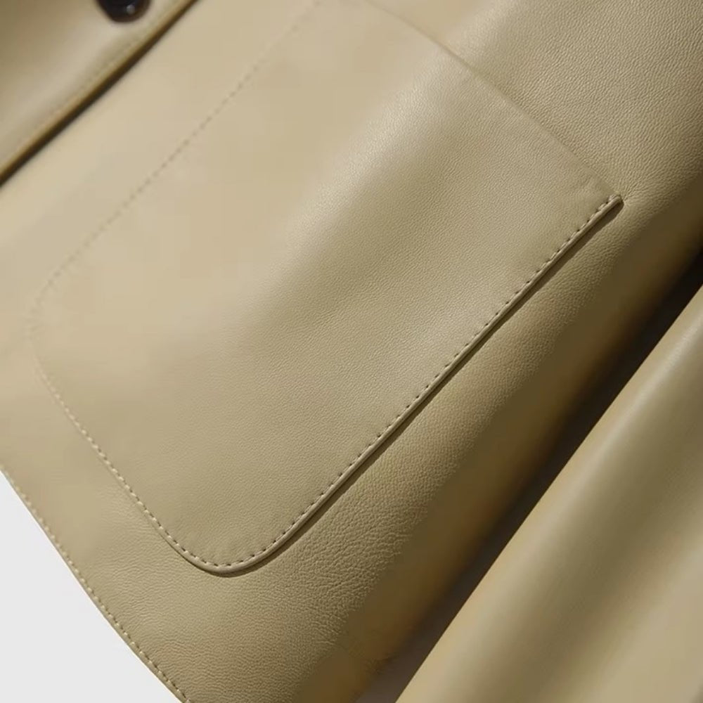 ノーカラーレザージャケット|オフィスカジュアル レディース 通販【ミレジェネ】