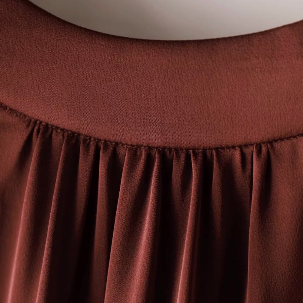 ハイネックサテンブラウス|オフィスカジュアル レディース 通販【ミレジェネ】