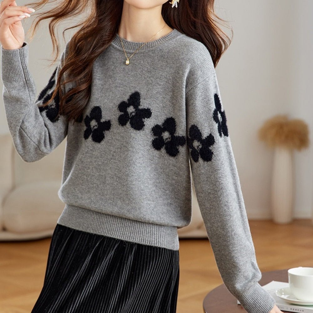 花柄配色ニット|オフィスカジュアル レディース 通販【ミレジェネ】