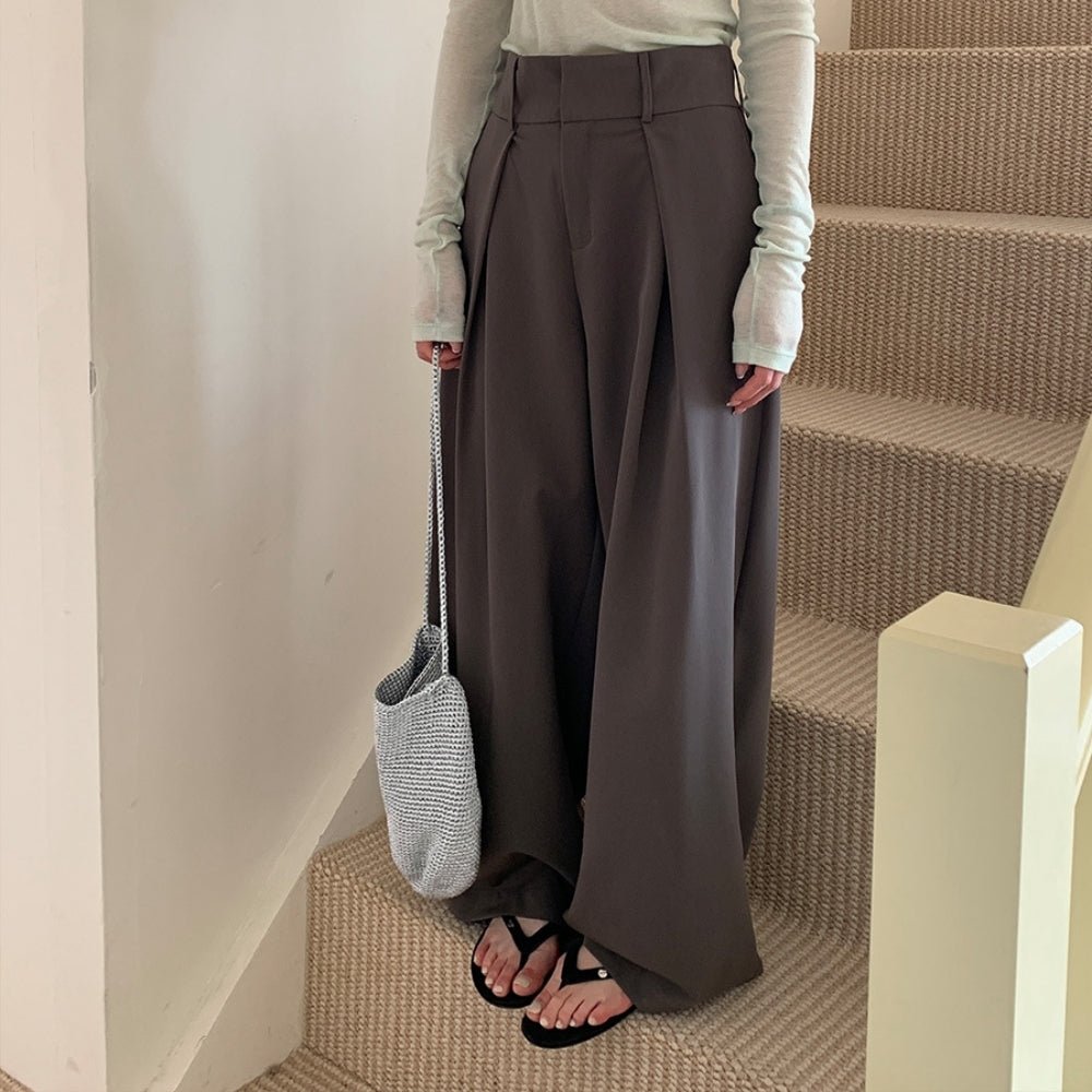 フロントワイドタックハイウエストパンツ|オフィスカジュアル レディース 通販【ミレジェネ】