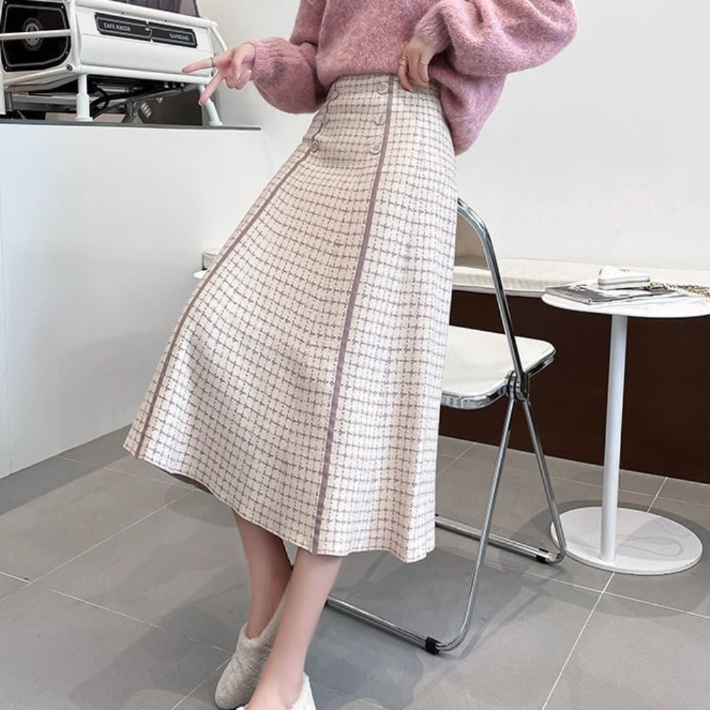 ライン入チェックスカート|オフィスカジュアル レディース 通販【ミレジェネ】