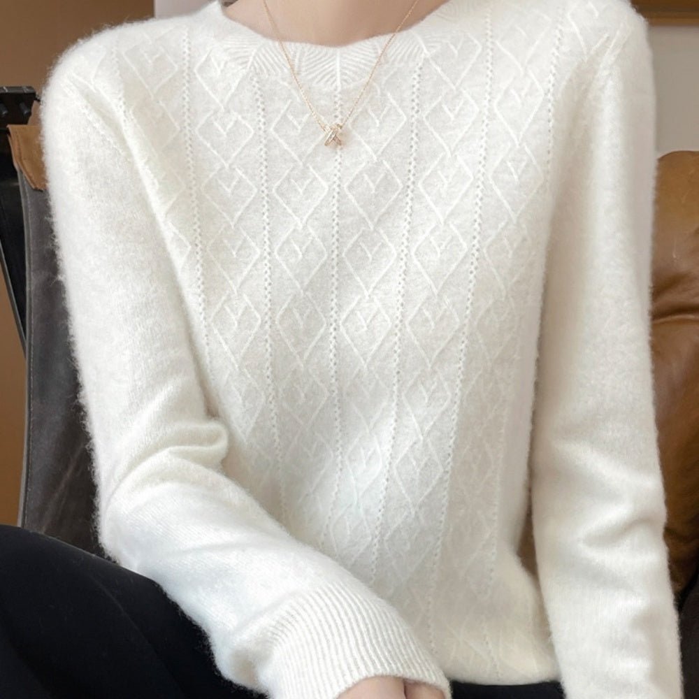 ラウンドネックダイヤ模様ニット|オフィスカジュアル レディース 通販【ミレジェネ】