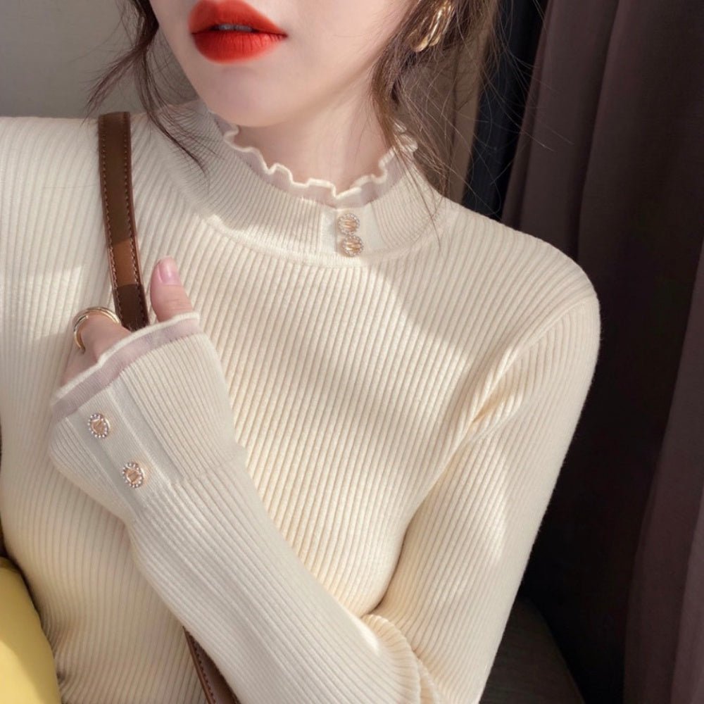 シアーフリルトリムリブニット|オフィスカジュアル レディース 通販【ミレジェネ】