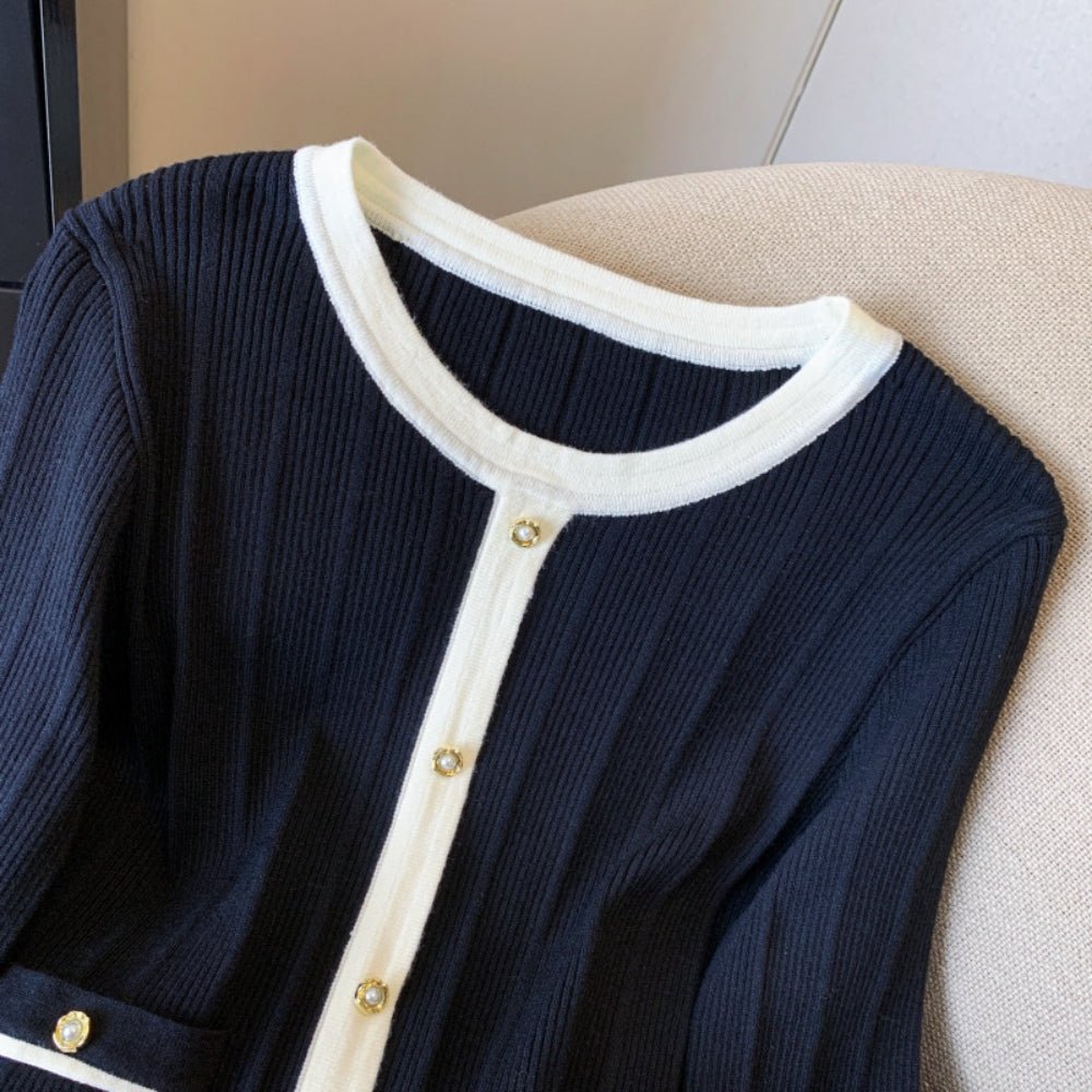 配色フリルカーデ風ニットトップス|オフィスカジュアル レディース 通販【ミレジェネ】