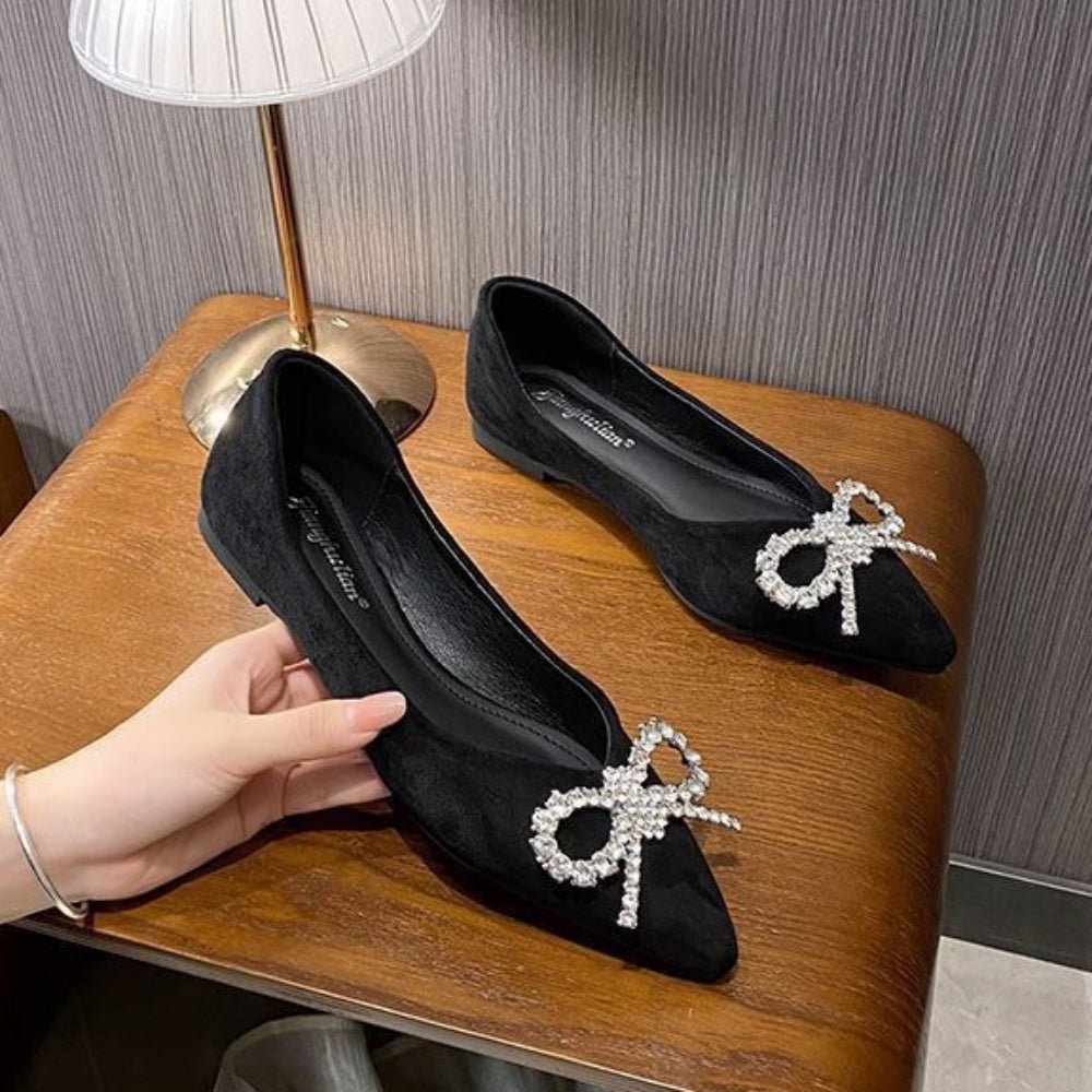 ビジューリボンフラットパンプス|オフィスカジュアル レディース 通販【ミレジェネ】