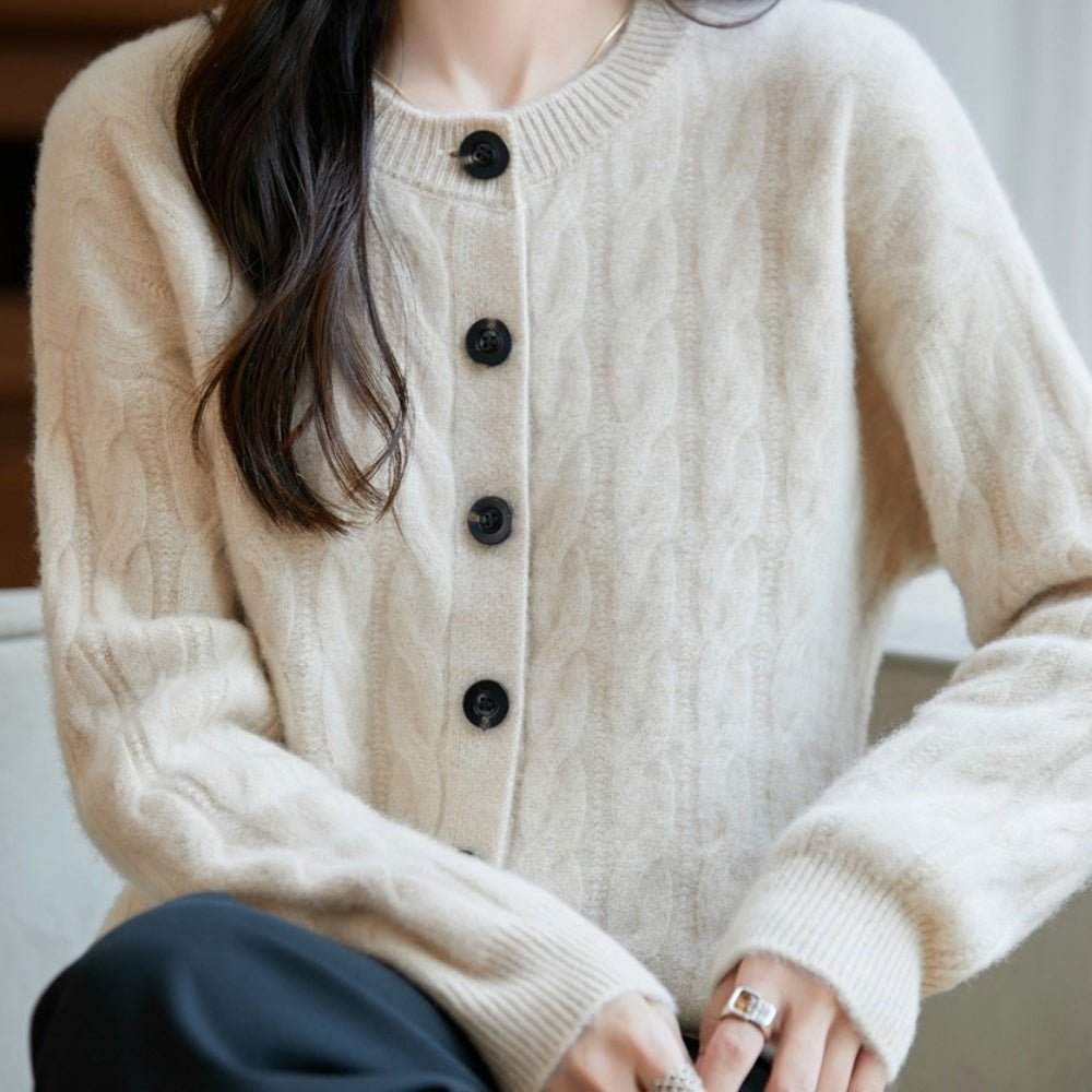 ウールケーブルニットカーディガン|オフィスカジュアル レディース 通販【ミレジェネ】