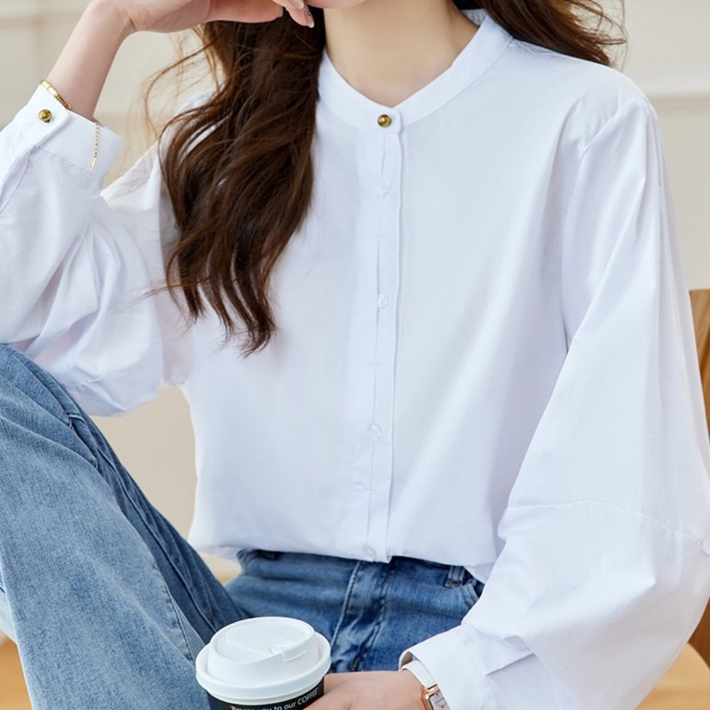 ラウンドネックゆったりシャツ|オフィスカジュアル レディース 通販【ミレジェネ】