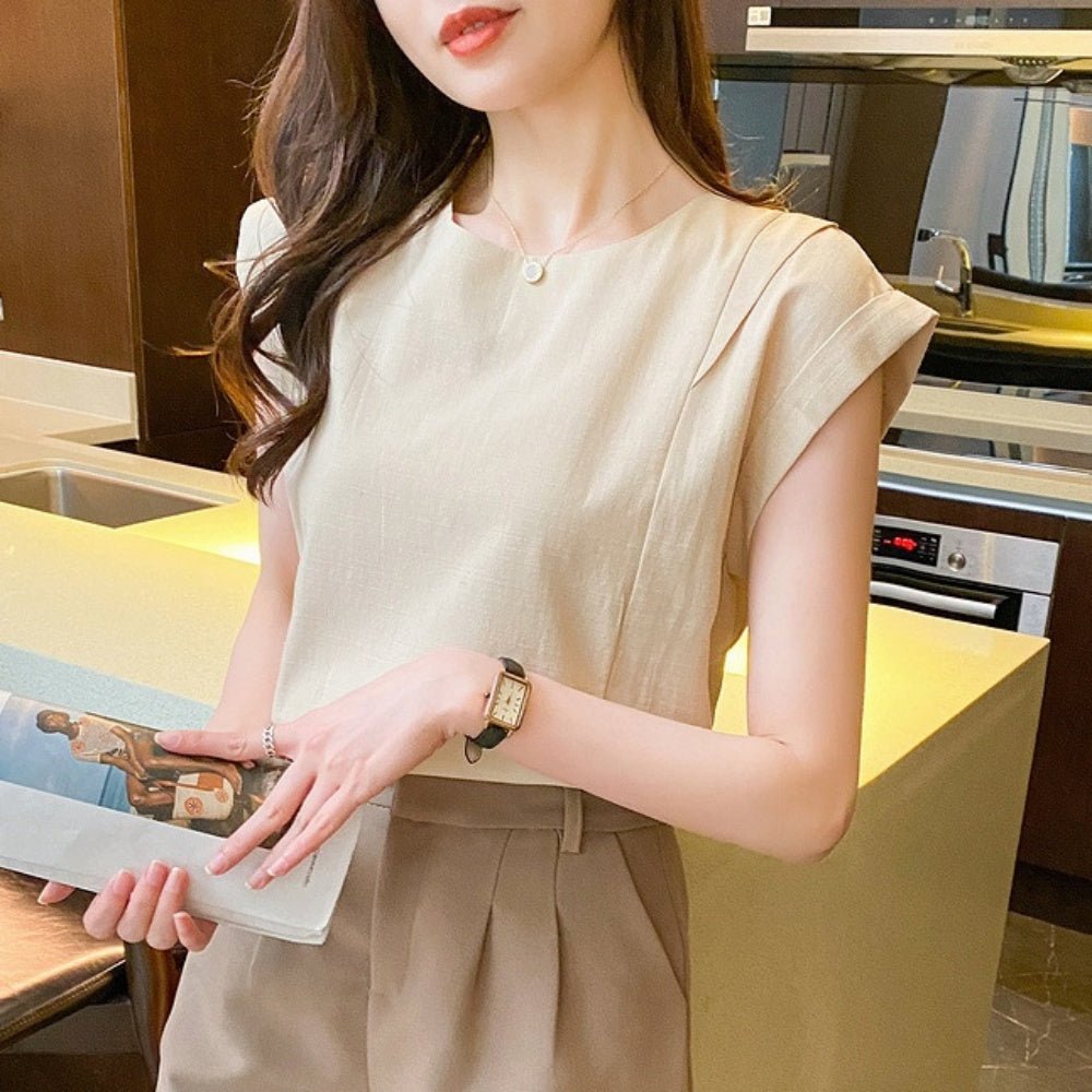 タック入り半袖トップス|オフィスカジュアル レディース 通販【ミレジェネ】