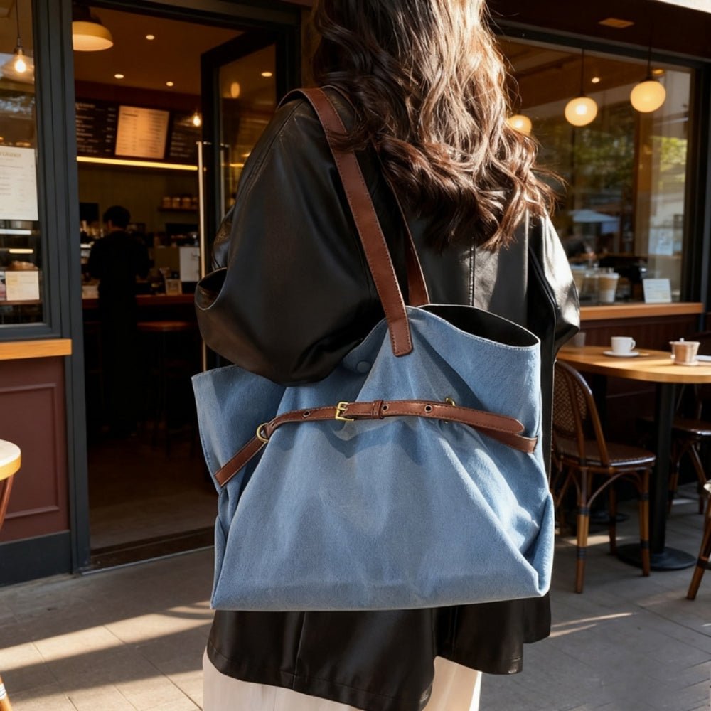デニム地革ベルトトートショルダー|オフィスカジュアル レディース 通販【ミレジェネ】