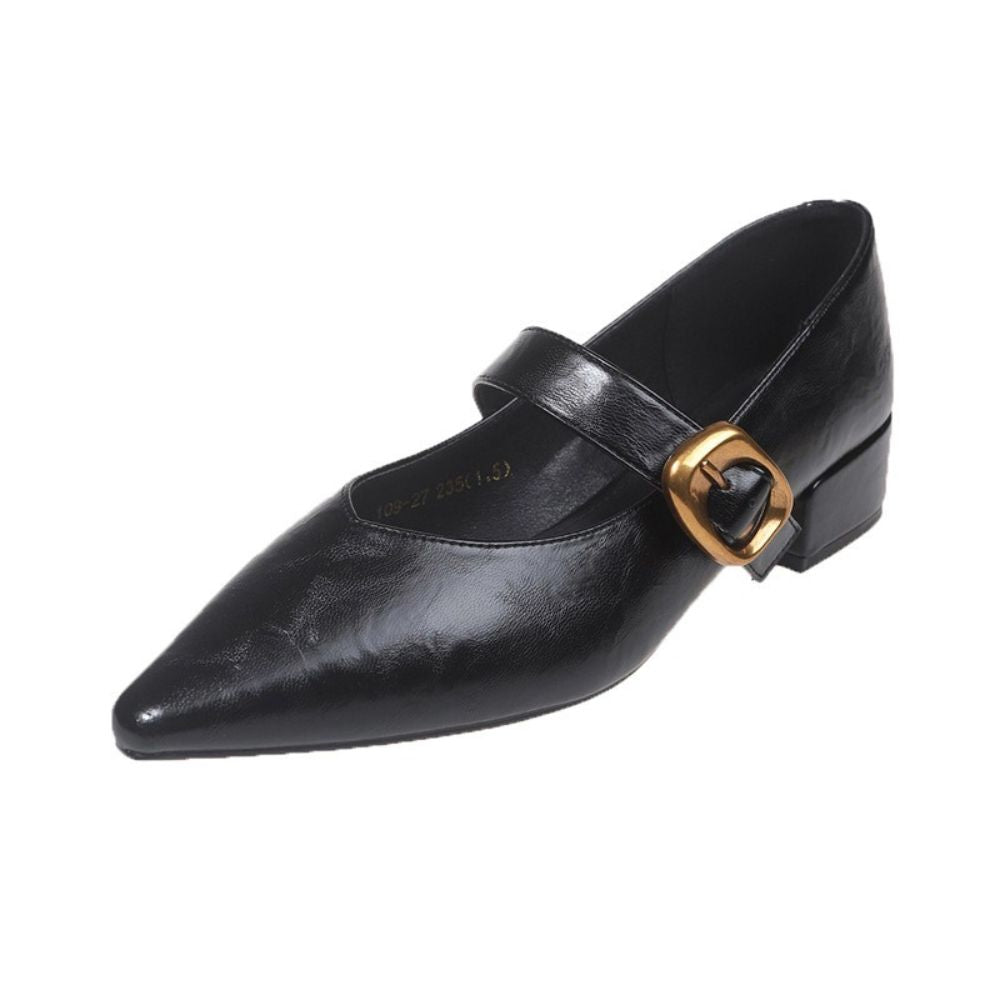 ポインテッドトゥ太ストラップパンプス|オフィスカジュアル レディース 通販【ミレジェネ】