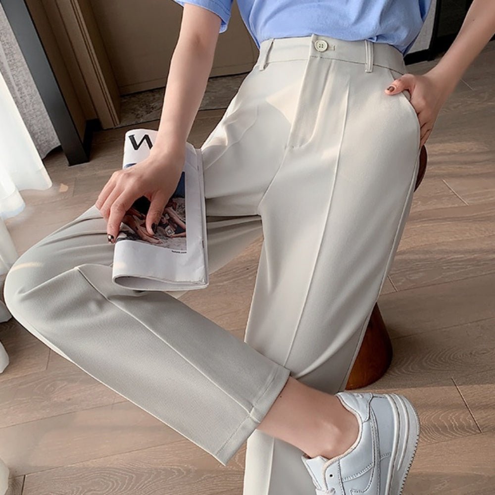 後ろゴムハイウエスト線有りクロップドパンツ|オフィスカジュアル レディース 通販 Millennial Generation【ミレジェネ】