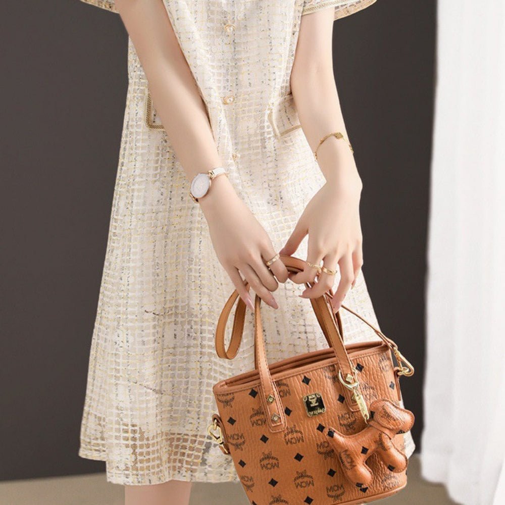 オフィスカジュアル 夏 花柄レース前ボタン半袖ワンピース ミレジェネ