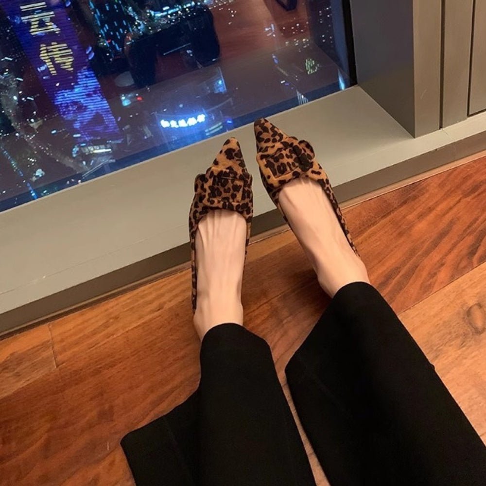 ヒョウ柄スクエアバックルパンプス|オフィスカジュアル レディース 通販【ミレジェネ】