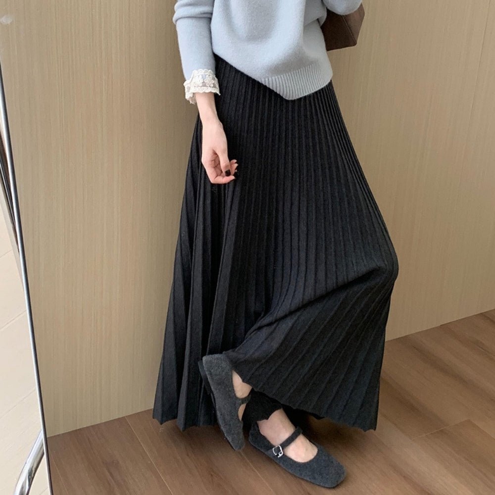 プリーツニットマキシスカート|オフィスカジュアル レディース 通販【ミレジェネ】