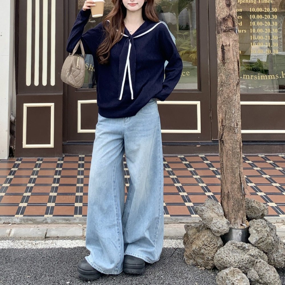 セーラーカラー配色ニット|オフィスカジュアル レディース 通販【ミレジェネ】