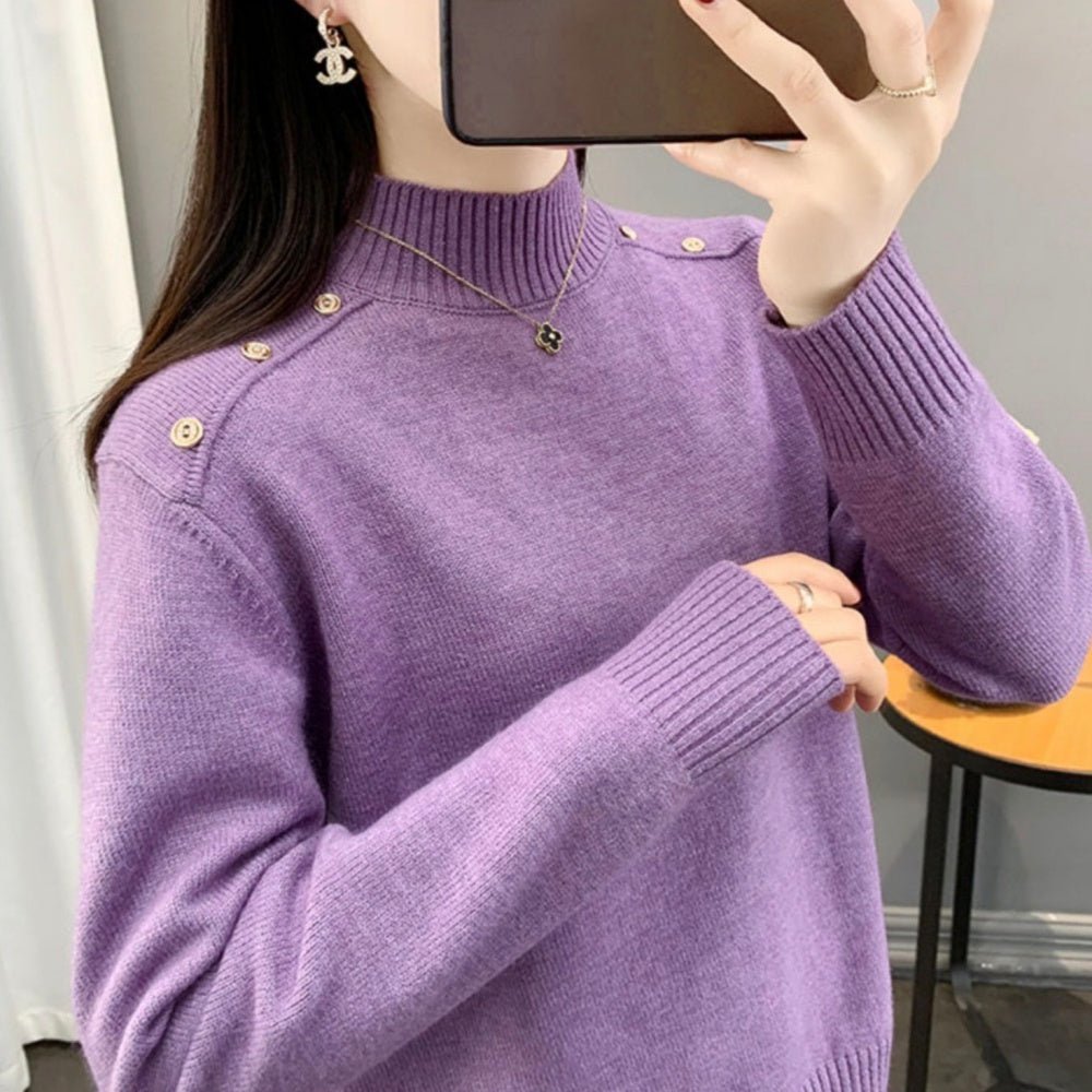 ショルダーボタンハイネックニットセーター|オフィスカジュアル レディース 通販 Millennial Generation【ミレジェネ】