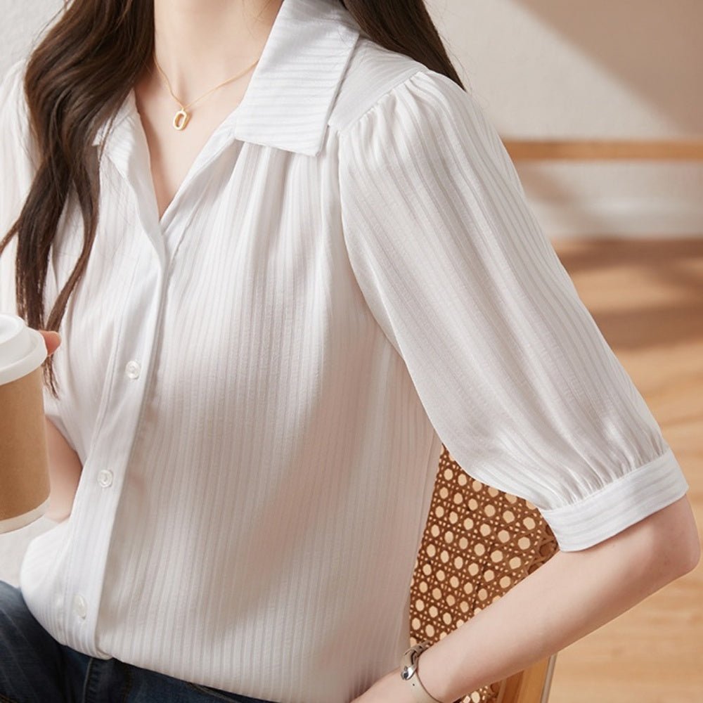 スキッパー襟シフォンブラウス|オフィスカジュアル レディース 通販【ミレジェネ】