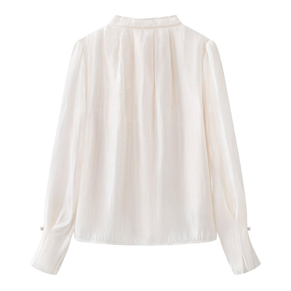 フラワーアクセントギャザーネックブラウス|オフィスカジュアル レディース 通販【ミレジェネ】