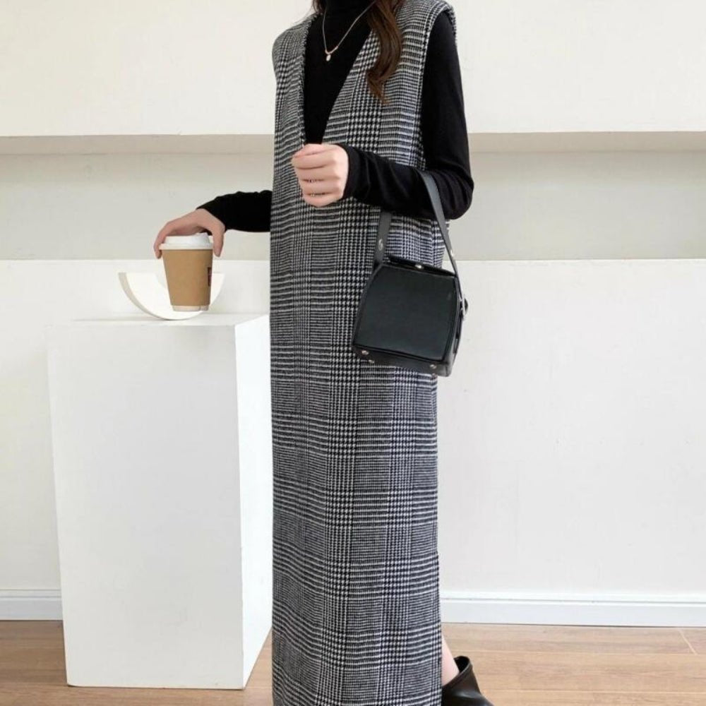 チェック柄ロングジャンパースカート|オフィスカジュアル レディース 通販【ミレジェネ】