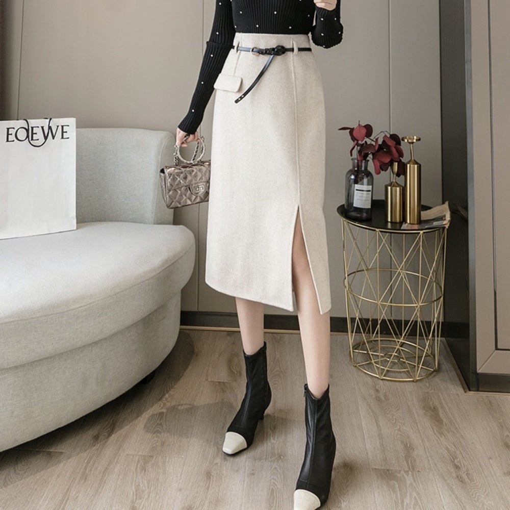 ハイウエストスリットひざ丈スカート|オフィスカジュアル レディース 通販【ミレジェネ】