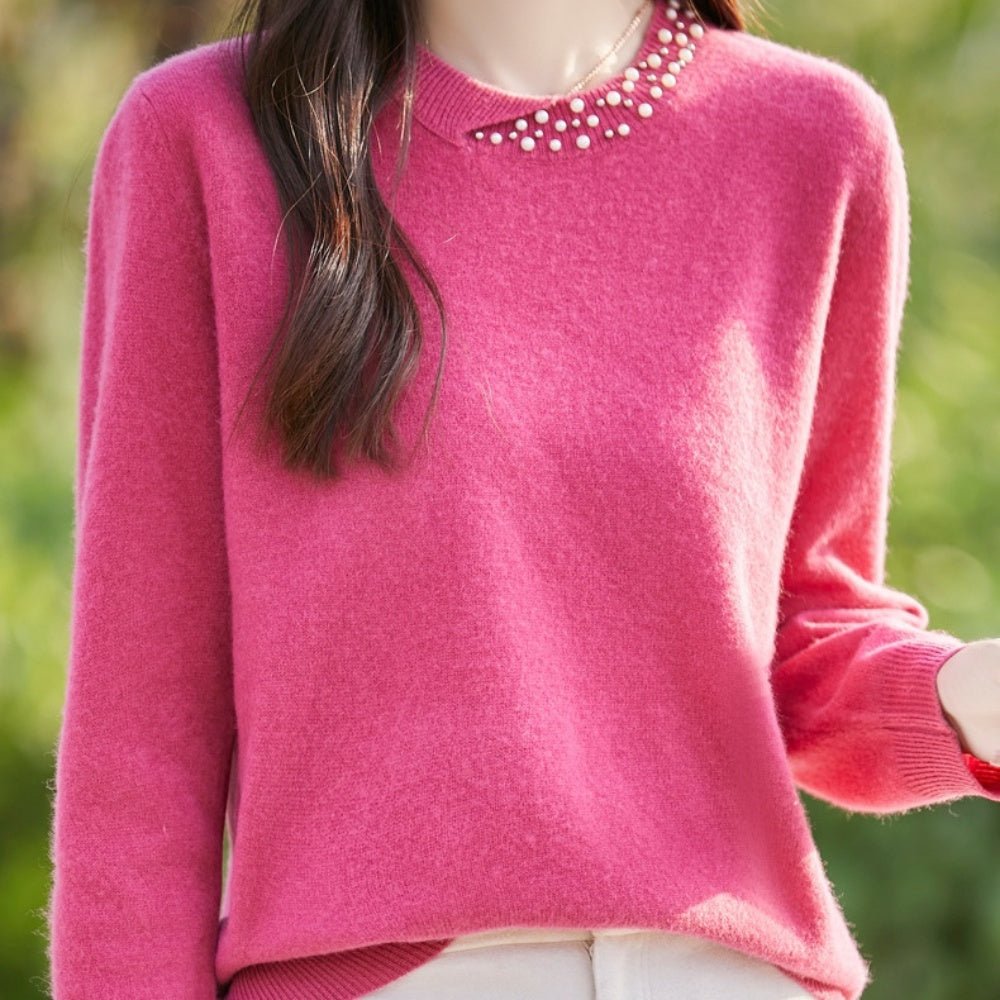 パールビジュー付ニットセーター|オフィスカジュアル レディース 通販【ミレジェネ】