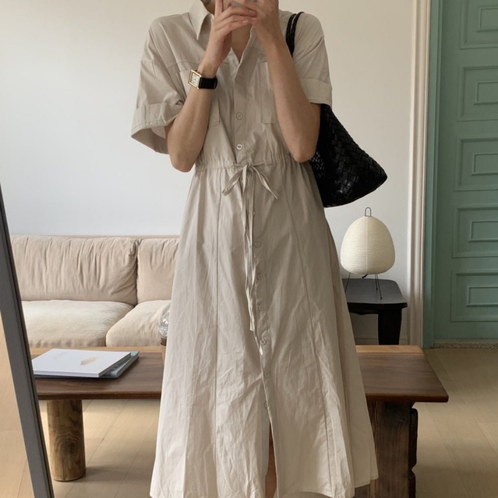 襟付き前ボタン半袖シャツワンピース|オフィスカジュアル レディース 通販 Millennial Generation【ミレジェネ】