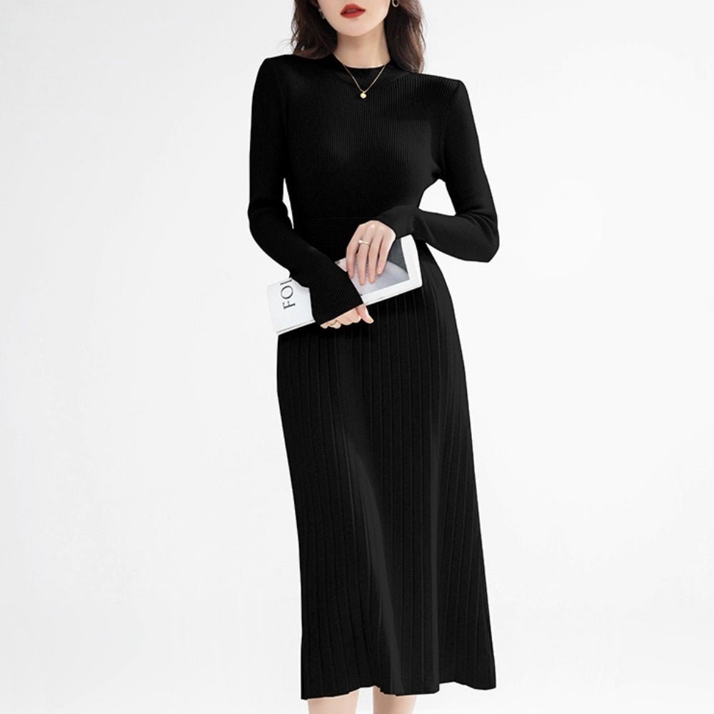 プリーツ風リブニットワンピース|オフィスカジュアル レディース 通販【ミレジェネ】