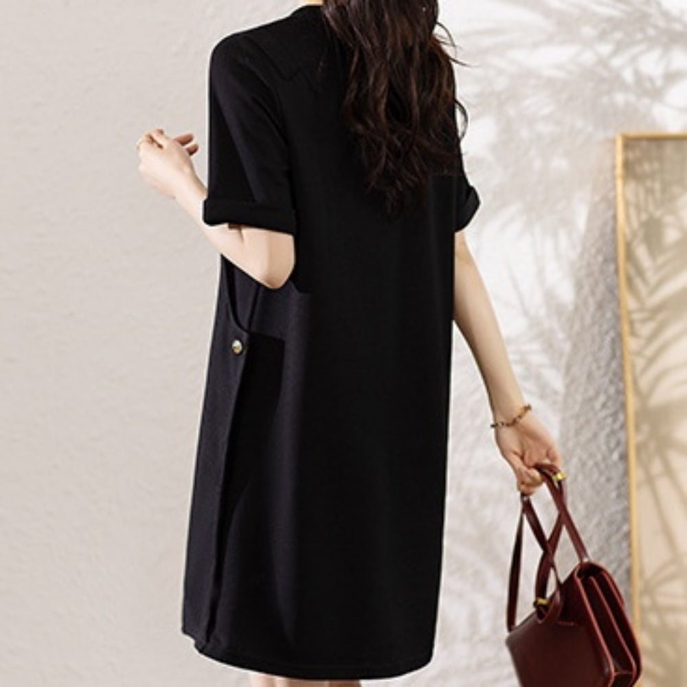 ラウンドカラー半袖ワンピース|オフィスカジュアル レディース 通販【ミレジェネ】