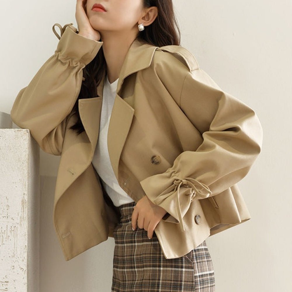 袖シャーリングショートジャケット|オフィスカジュアル レディース 通販 Millennial Generation【ミレジェネ】