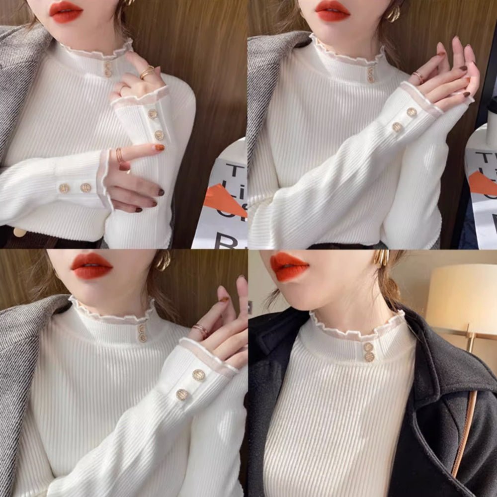 シアーフリルトリムリブニット|オフィスカジュアル レディース 通販【ミレジェネ】