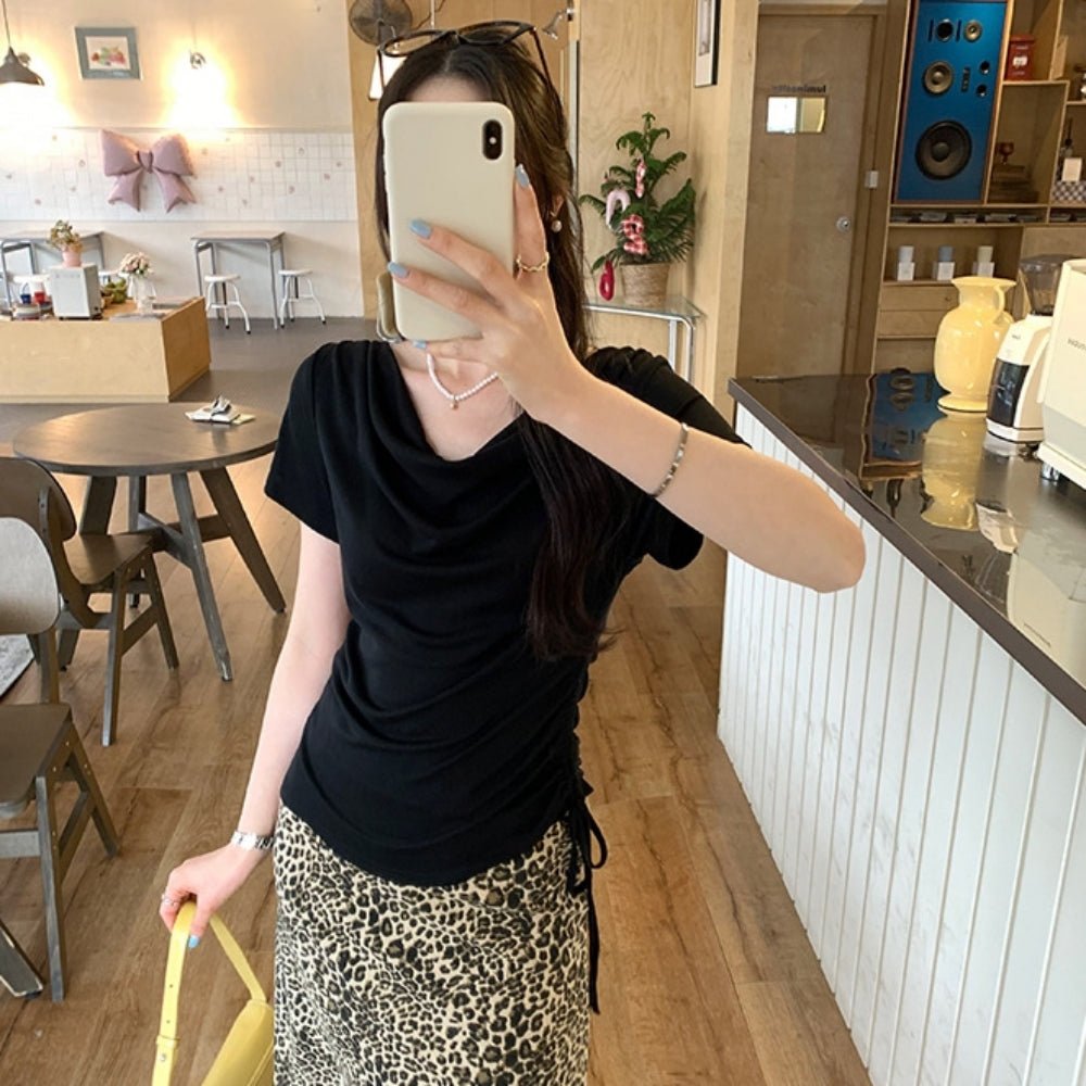 ドレープネックサイドドロストTシャツ|オフィスカジュアル レディース 通販【ミレジェネ】