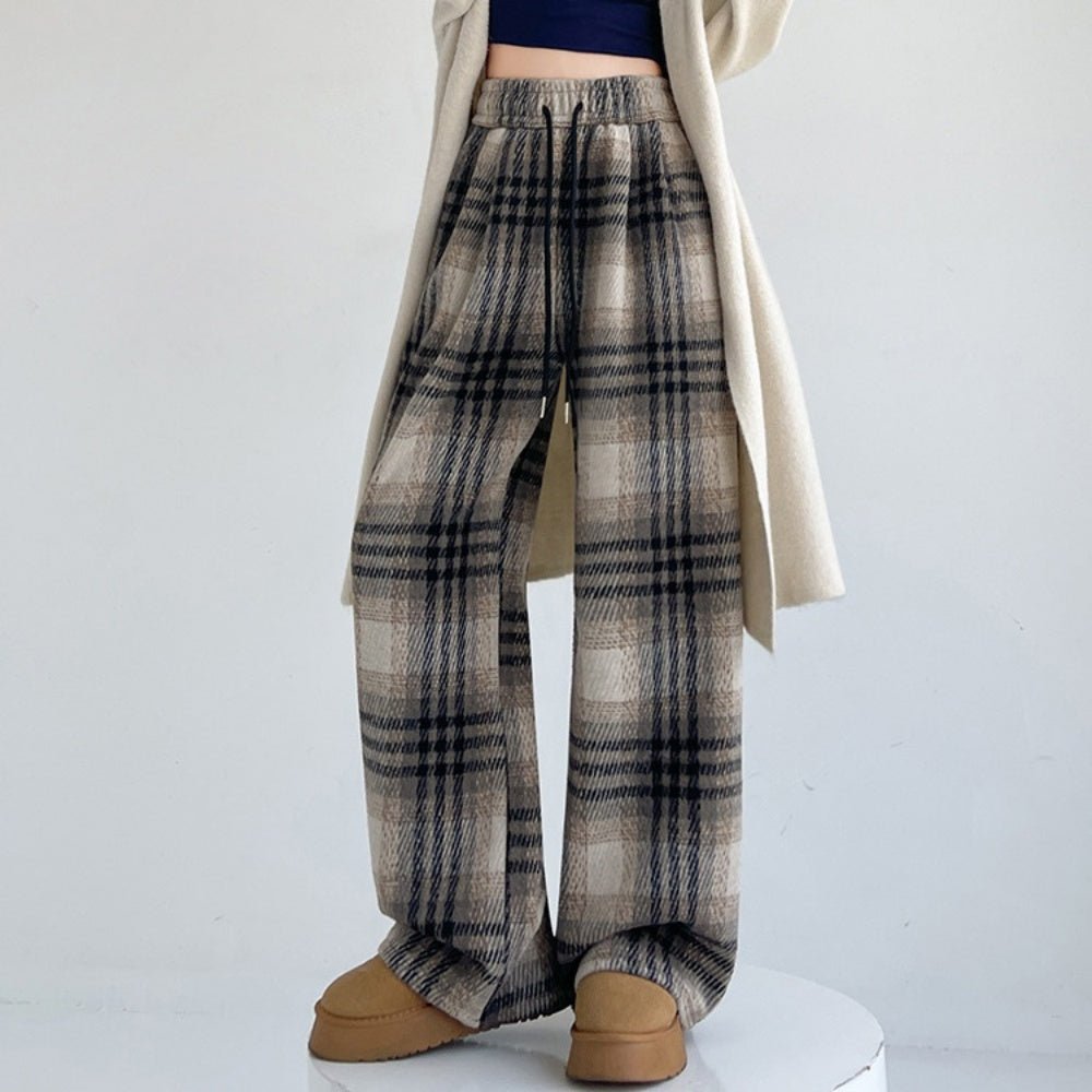 裏ボアチェックストレートパンツ|オフィスカジュアル レディース 通販【ミレジェネ】