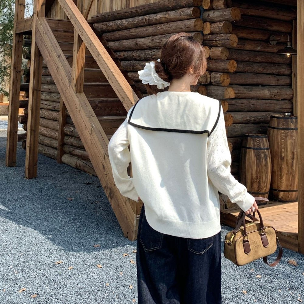 セーラーカラー配色ニット|オフィスカジュアル レディース 通販【ミレジェネ】