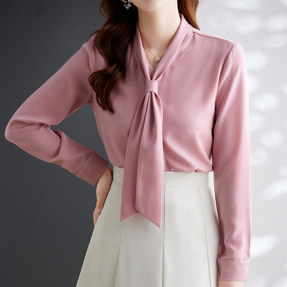 長袖ボウタイブラウス|オフィスカジュアル レディース 通販【ミレジェネ】