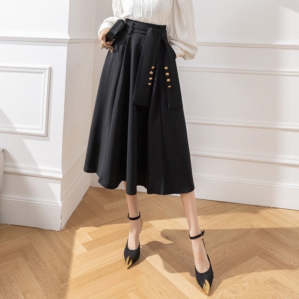 ウエストリボンフレアスカート|オフィスカジュアル レディース 通販【ミレジェネ】