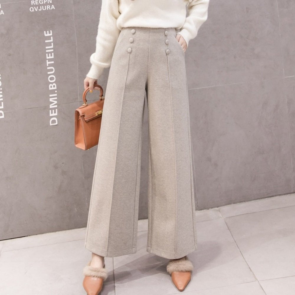 クルミボタンセンタープレスワイドパンツ|オフィスカジュアル レディース 通販 Millennial Generation【ミレジェネ】