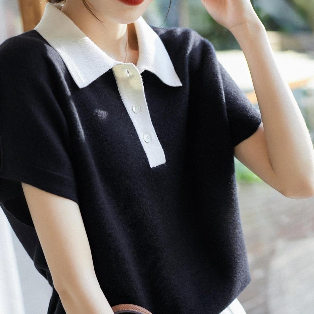 バイカラーポロニット|オフィスカジュアル レディース 通販【ミレジェネ】