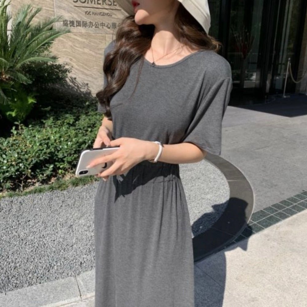 ウエストギャザーロングワンピース|オフィスカジュアル レディース 通販【ミレジェネ】