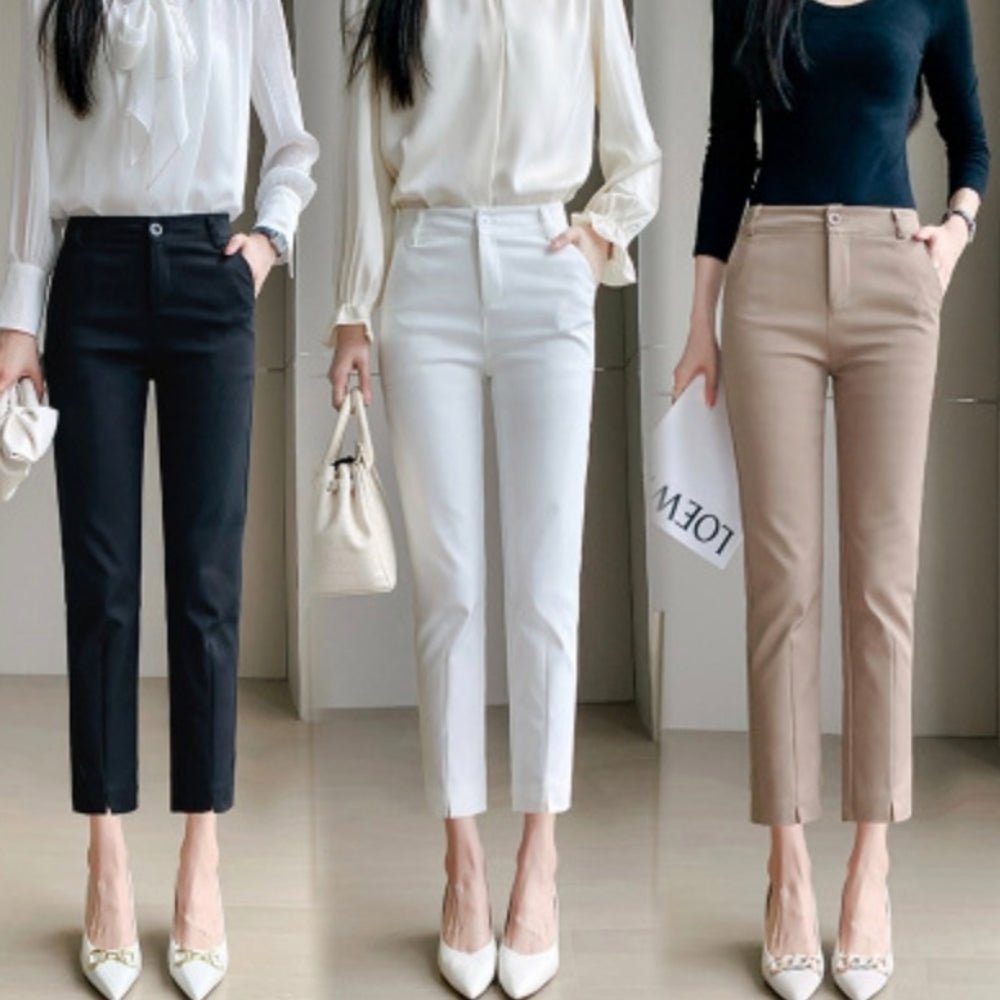 裾スリット入りストレートパンツ|オフィスカジュアル レディース 通販【ミレジェネ】