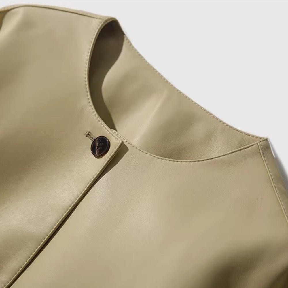 ノーカラーレザージャケット|オフィスカジュアル レディース 通販【ミレジェネ】