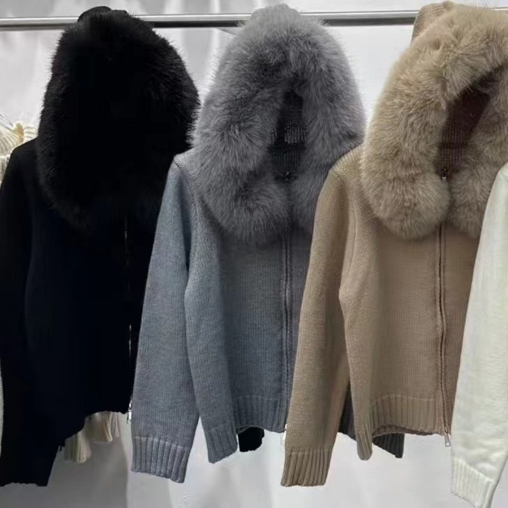 ボリュームファーフードカーディガン|オフィスカジュアル レディース 通販【ミレジェネ】